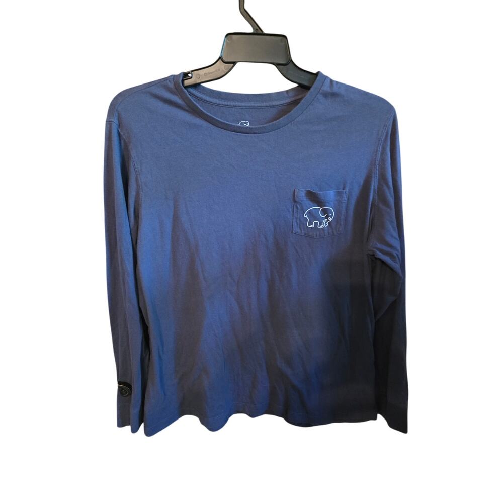 Ivory Ella Long Sleeve Pocket T-Shirt Blue Elephant Logo Women's Size XL